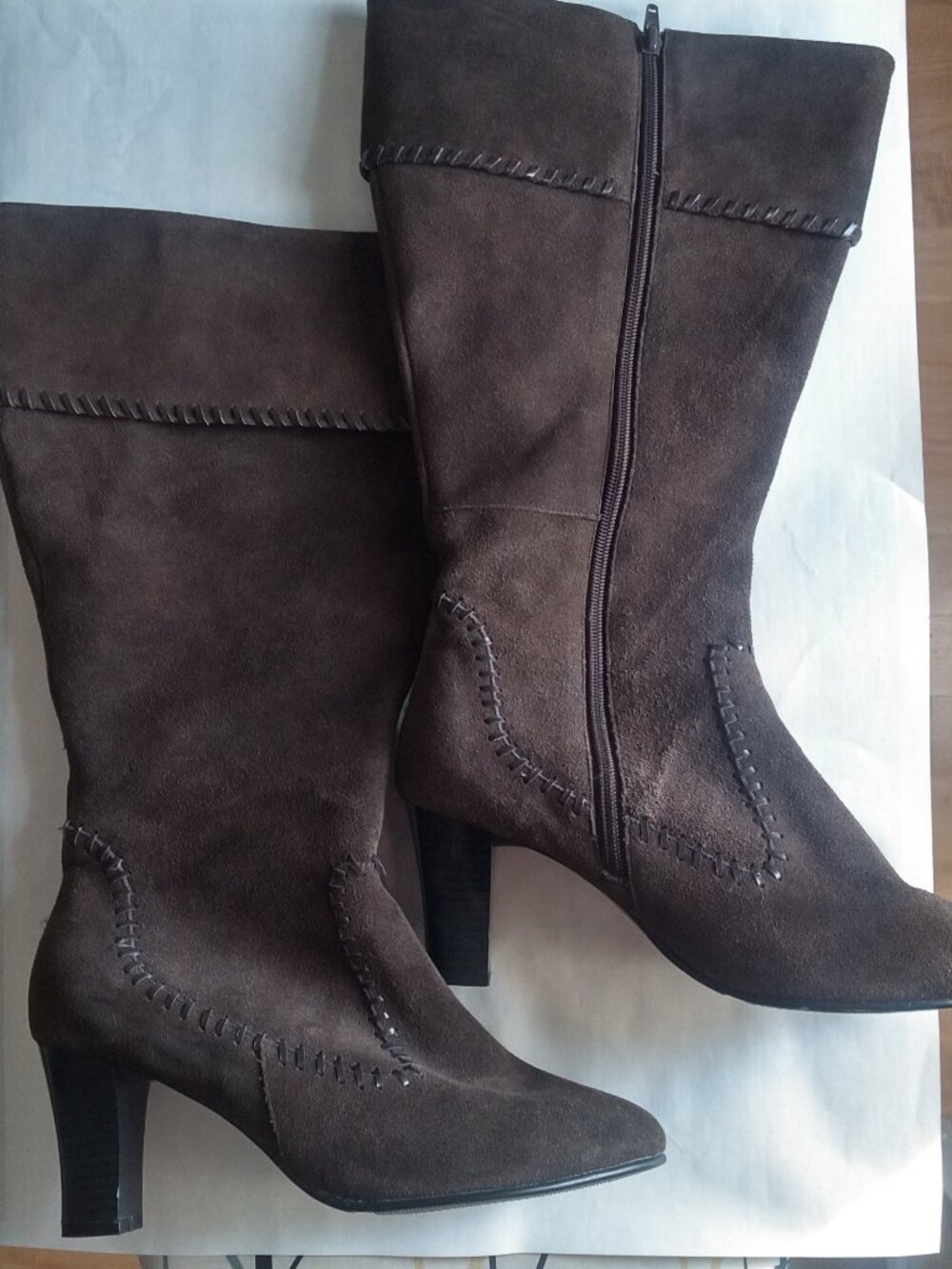 Emily's Closet Brown Suede Tall Women's Boots Size8 17" Shaft Knee High FREE S/H